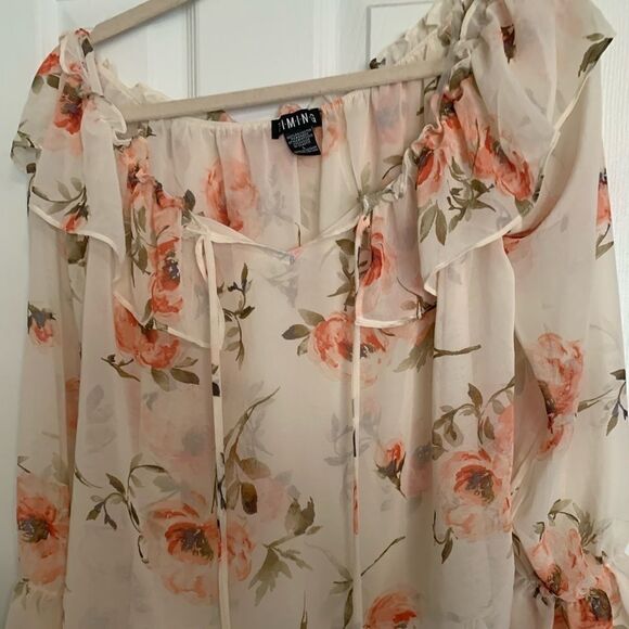 Sheer Off the shoulder floral blouse NWOT - Picture 1 of 4